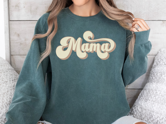 Custom Colors Sweatshirt - Retro Mama Vibes - Embrace Vintage Chic